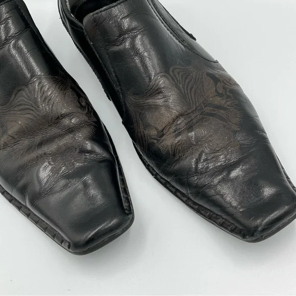 Guess Men's Marciano Black Leather Vintage Slip-On Shoes 12 Western‎ Chic Slick - Picture 3 of 16